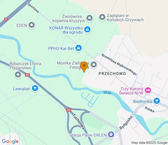 Mapa dojazdu do warsztatu samochodowego w miejscowości Świecie