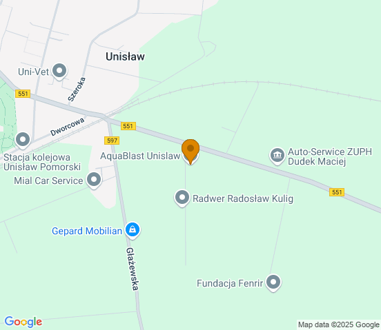 Mapa dojazdu do warsztatu samochodowego w miejscowości Unisław