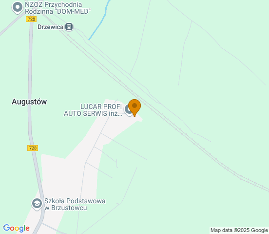 Mapa dojazdu do warsztatu samochodowego w miejscowości Brzustowiec