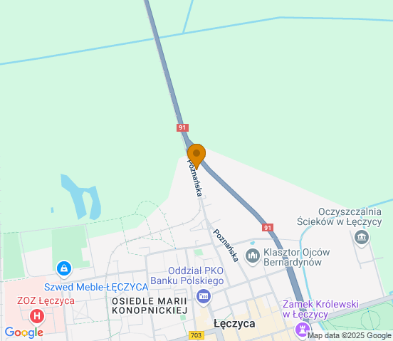 Mapa dojazdu do warsztatu samochodowego w miejscowości Łęczyca