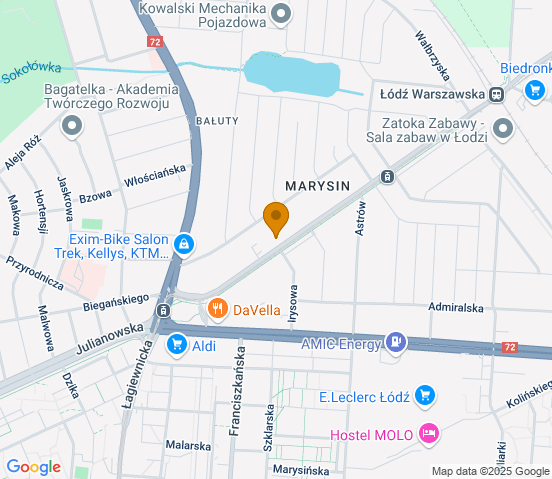 Mapa dojazdu do warsztatu samochodowego w miejscowości Łódź