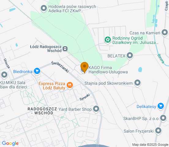 Mapa dojazdu do warsztatu samochodowego w miejscowości Łódź