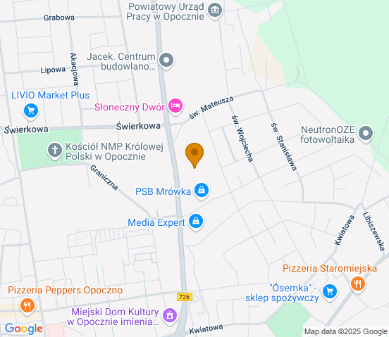 Mapa dojazdu do warsztatu samochodowego w miejscowości Opoczno