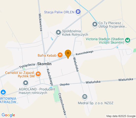 Mapa dojazdu do warsztatu samochodowego w miejscowości Skomlin