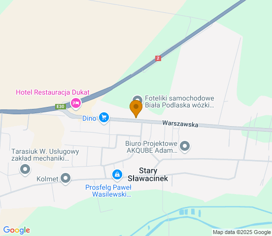 Mapa dojazdu do warsztatu samochodowego w miejscowości Biała Podlaska