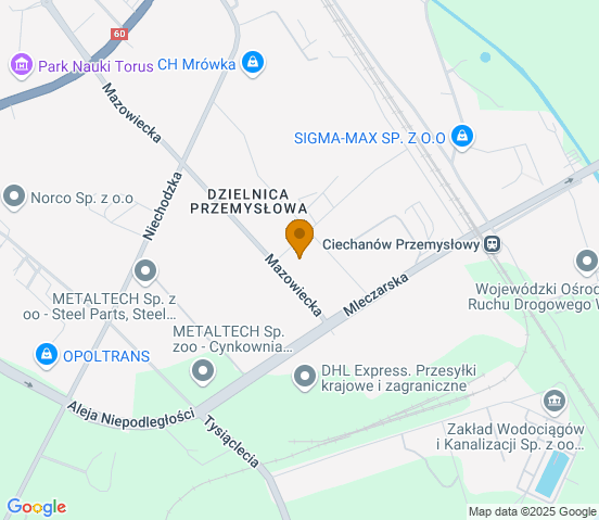 Mapa dojazdu do warsztatu samochodowego w miejscowości Ciechanów