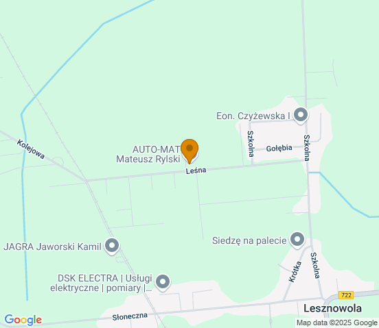 Mapa dojazdu do warsztatu samochodowego w miejscowości Lesznowola