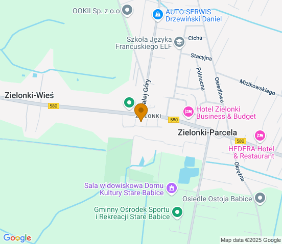 Mapa dojazdu do warsztatu samochodowego w miejscowości Zielonki