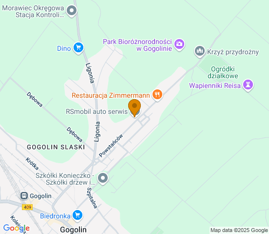 Mapa dojazdu do warsztatu samochodowego w miejscowości Gogolin