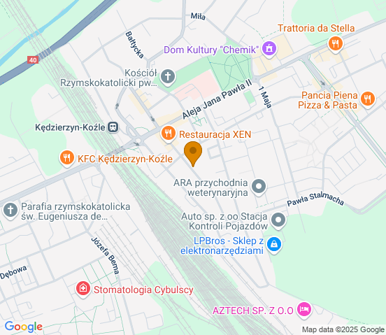 Mapa dojazdu do warsztatu samochodowego w miejscowości Kędzierzyn-Koźle