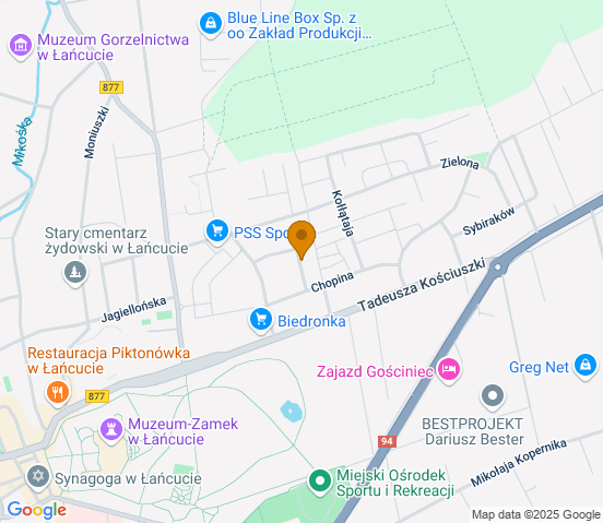 Mapa dojazdu do warsztatu samochodowego w miejscowości Łańcut