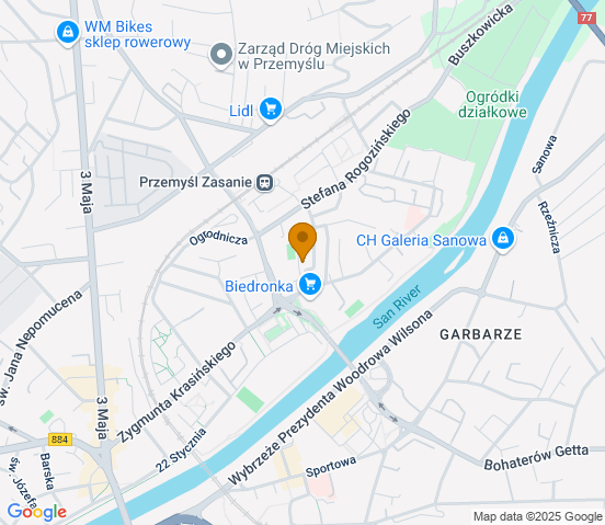 Mapa dojazdu do warsztatu samochodowego w miejscowości Przemyśl