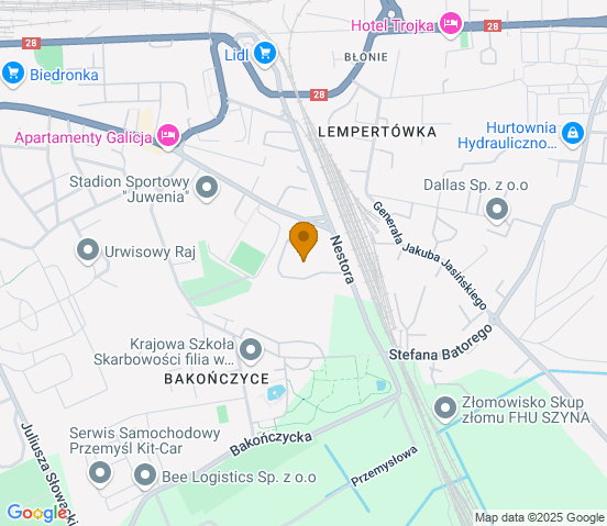 Mapa dojazdu do warsztatu samochodowego w miejscowości Przemyśl