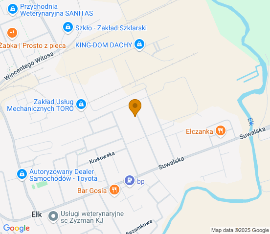 Mapa dojazdu do warsztatu samochodowego w miejscowości Ełk