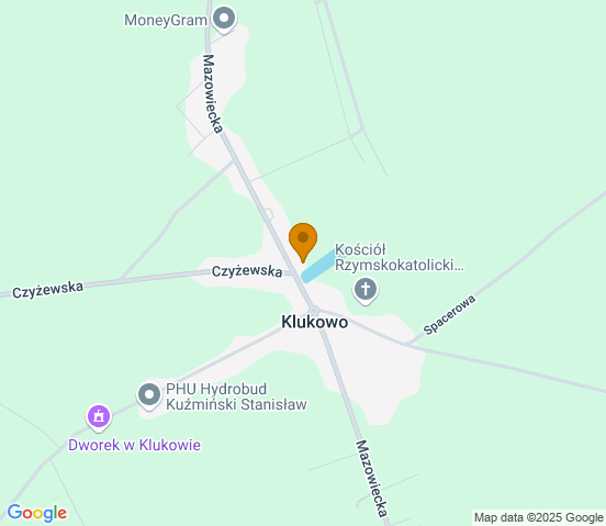 Mapa dojazdu do warsztatu samochodowego w miejscowości Klukowo