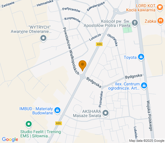 Mapa dojazdu do warsztatu samochodowego w miejscowości Suwałki