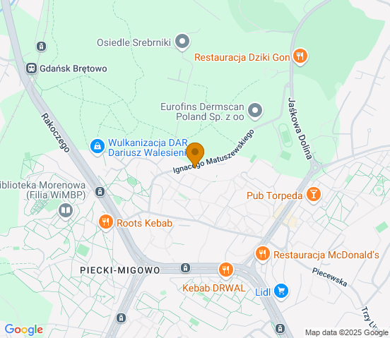 Mapa dojazdu do warsztatu samochodowego w miejscowości Gdańsk
