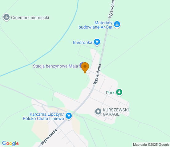 Mapa dojazdu do warsztatu samochodowego w miejscowości Liniewo