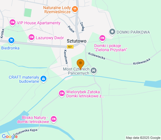 Mapa dojazdu do warsztatu samochodowego w miejscowości Sztutowo