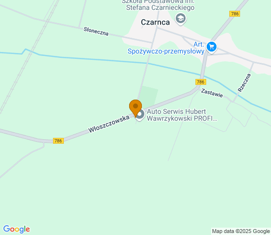 Mapa dojazdu do warsztatu samochodowego w miejscowości Czarnca