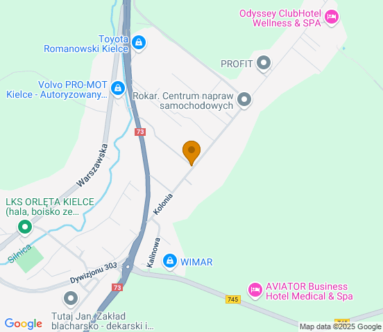 Mapa dojazdu do warsztatu samochodowego w miejscowości Dąbrowa