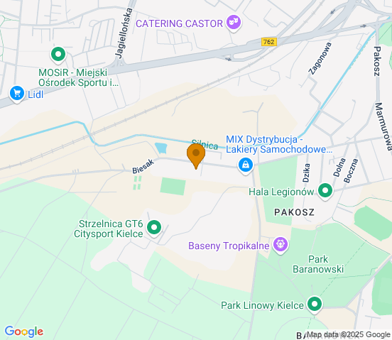 Mapa dojazdu do warsztatu samochodowego w miejscowości Kielce