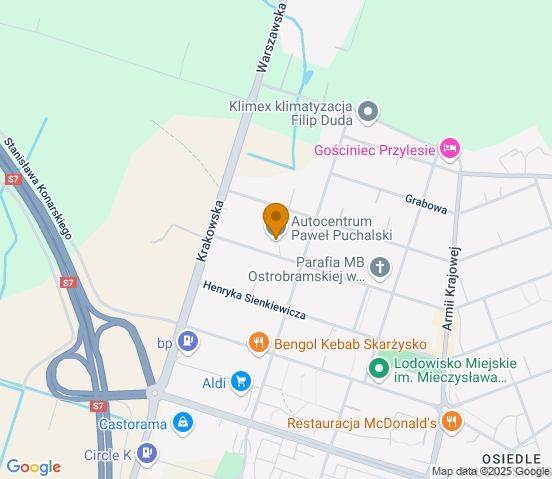 Mapa dojazdu do warsztatu samochodowego w miejscowości Skarżysko-Kamienna