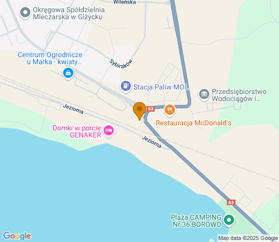 Mapa dojazdu do warsztatu samochodowego w miejscowości Giżycko