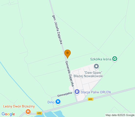 Mapa dojazdu do warsztatu samochodowego w miejscowości Brzeziny