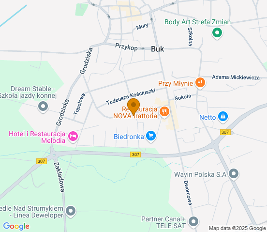 Mapa dojazdu do warsztatu samochodowego w miejscowości Buk