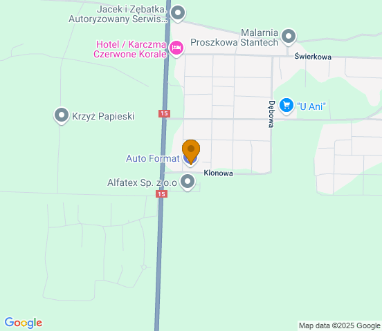 Mapa dojazdu do warsztatu samochodowego w miejscowości Cielimowo