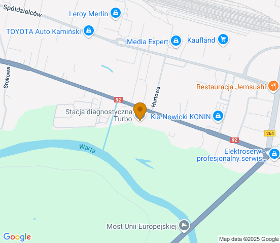 Mapa dojazdu do warsztatu samochodowego w miejscowości Konin