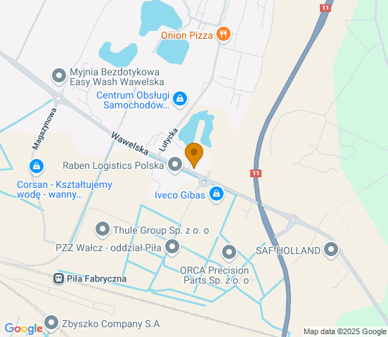 Mapa dojazdu do warsztatu samochodowego w miejscowości Piła