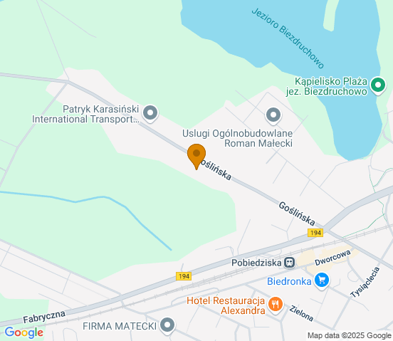 Mapa dojazdu do warsztatu samochodowego w miejscowości Pobiedziska
