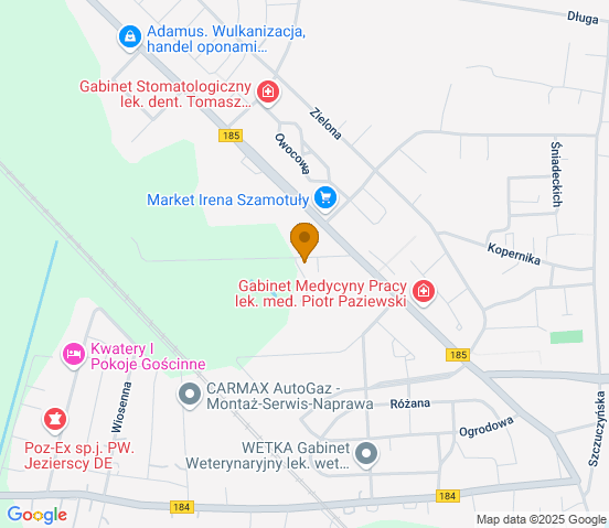 Mapa dojazdu do warsztatu samochodowego w miejscowości Szamotuły