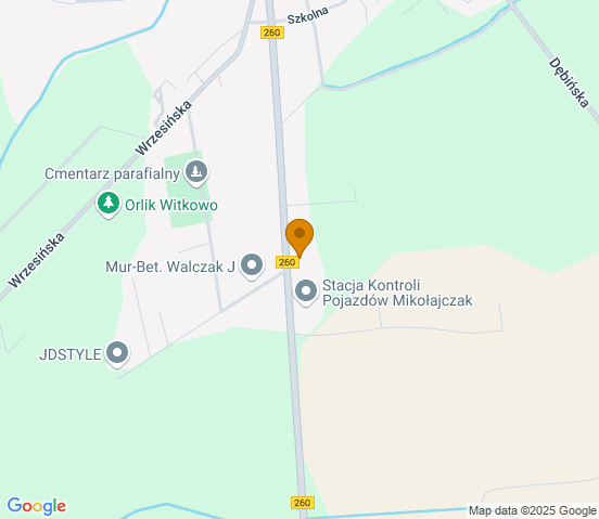 Mapa dojazdu do warsztatu samochodowego w miejscowości Witkowo