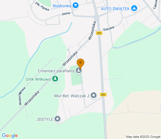 Mapa dojazdu do warsztatu samochodowego w miejscowości Witkowo