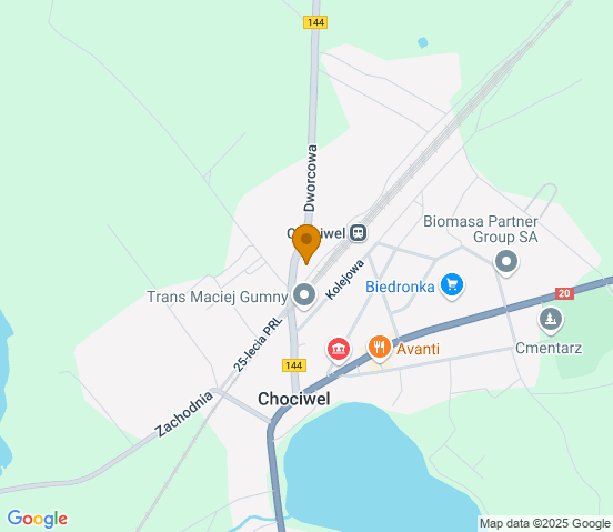 Mapa dojazdu do warsztatu samochodowego w miejscowości Chociwel