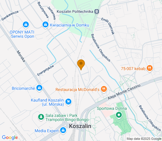 Mapa dojazdu do warsztatu samochodowego w miejscowości Koszalin