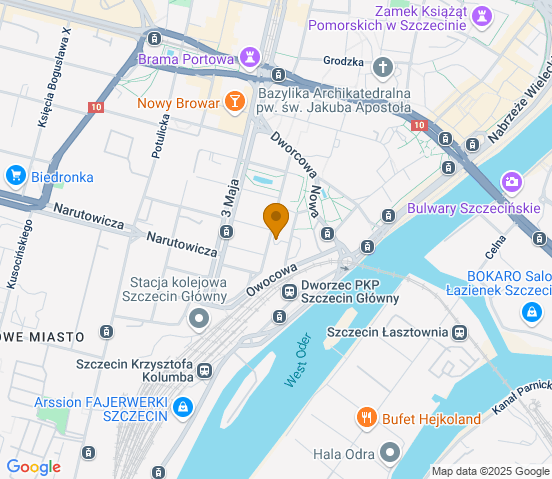 Mapa dojazdu do warsztatu samochodowego w miejscowości Szczecin