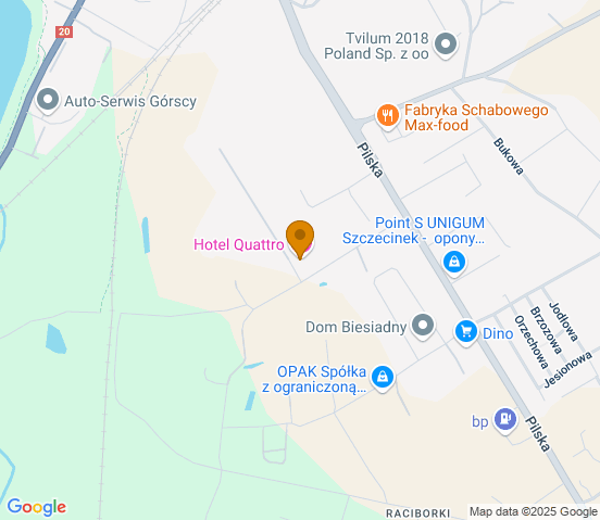Mapa dojazdu do warsztatu samochodowego w miejscowości Szczecinek